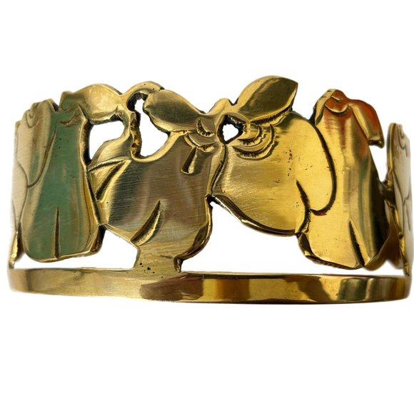 Brass Pillar Candle Ring Holder Fruit Design Base/Top Large Decorative Vtg India - Picture 4 of 4